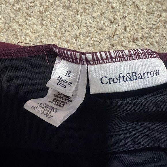 Croft & Barrow Burgundy Ruched Swimsuit - Picture 4 of 7